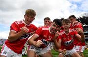 1 September 2019; Cork plaayers celebrate their team's victory following the Electric Ireland GAA Football All-Ireland Minor Championship Final match between Cork and Galway at Croke Park in Dublin. Photo by Harry Murphy/Sportsfile