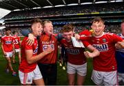 1 September 2019; Cork manager Bobbie O'Dwyer celebrates with players after the Electric Ireland GAA Football All-Ireland Minor Championship Final match between Cork and Galway at Croke Park in Dublin. Photo by Eóin Noonan/Sportsfile