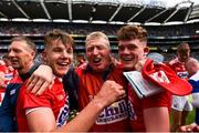 1 September 2019; Cork manager Bobbie O'Dwyer celebrates with players after the Electric Ireland GAA Football All-Ireland Minor Championship Final match between Cork and Galway at Croke Park in Dublin. Photo by Eóin Noonan/Sportsfile