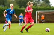 1 September 2019; Ciara Smith of TEK United in action against Michelle Browne of Wilton United during the FAI Women’s Intermediate Cup Final match between Wilton United and TEK United at St Kevin’s FC, Newhill Park in Two Mile Borris, Tipperary. Photo by Michael P Ryan/Sportsfile