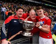 1 September 2019; Cork captain Conor Corbett celebrates with club-mates after the Electric Ireland GAA Football All-Ireland Minor Championship Final match between Cork and Galway at Croke Park in Dublin. Photo by Eóin Noonan/Sportsfile