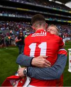 1 September 2019; Cork manager Bobbie O'Dwyer celebrates with Conor Corbett of Cork after the Electric Ireland GAA Football All-Ireland Minor Championship Final match between Cork and Galway at Croke Park in Dublin. Photo by Eóin Noonan/Sportsfile