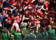 1 September 2019; Cork players celebrate with the Tom Markham cup after the Electric Ireland GAA Football All-Ireland Minor Championship Final match between Cork and Galway at Croke Park in Dublin. Photo by Daire Brennan/Sportsfile