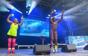 1 September 2019; Mr Motivator performs with his wife his wife Sandra Evans on the Electric Ireland Throwback Stage during day three of Electric Picnic 2019 at Stradbally in Laois. Lycra Legend Mr Motivator brings the energy to Electric Ireland’s Throwback Stage. Fitness Fanatic Mr Motivator got the crowd revived at the final day of Electric Ireland’s Throwback Stage. The lycra legend brought the crowd’s energy levels up for one more day of retro fun. This year, Electric Ireland’s Throwback Stage hosts a line-up of legends including headliners Bonnie Tyler, N-Trance, Mr. Motivator and Lords of Strut. One of the most popular stages at the festival, Electric Ireland’s Throwback Stage has previously played host to pop legends B*witched, Johnny Logan, Heather Small, 5ive, S Club Party, Ace of Base, 2 Unlimited, The Vengaboys and Bananarama – to name a few. Share in the nostalgia of the Electric Ireland Throwback Stage, visit: www.twitter.com/ElectricIreland, www.facebook.com/ElectricIreland, www.instagram.com/ElectricIreland.  #ThrowbackThrowdown. Photo by Sam Barnes/Sportsfile