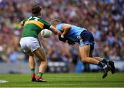 1 September 2019; Jonny Cooper of Dublin fouls David Clifford of Kerry, before being shown a second yellow card and subsequent red card by referee David Gough, during the GAA Football All-Ireland Senior Championship Final match between Dublin and Kerry at Croke Park in Dublin. Photo by Piaras Ó Mídheach/Sportsfile