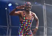 1 September 2019; Mr Motivator performs on the Electric Ireland Throwback Stage during day three of Electric Picnic 2019 at Stradbally in Laois. Lycra Legend Mr Motivator brings the energy to Electric Ireland’s Throwback Stage. Fitness Fanatic Mr Motivator got the crowd revived at the final day of Electric Ireland’s Throwback Stage. The lycra legend brought the crowd’s energy levels up for one more day of retro fun. This year, Electric Ireland’s Throwback Stage hosts a line-up of legends including headliners Bonnie Tyler, N-Trance, Mr. Motivator and Lords of Strut. One of the most popular stages at the festival, Electric Ireland’s Throwback Stage has previously played host to pop legends B*witched, Johnny Logan, Heather Small, 5ive, S Club Party, Ace of Base, 2 Unlimited, The Vengaboys and Bananarama – to name a few. Share in the nostalgia of the Electric Ireland Throwback Stage, visit: www.twitter.com/ElectricIreland, www.facebook.com/ElectricIreland, www.instagram.com/ElectricIreland.  #ThrowbackThrowdown. Photo by Sam Barnes/Sportsfile