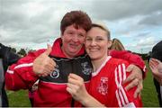 1 September 2019; TEK United manager Ann Dodd with Danielle Dargle following the FAI Women’s Intermediate Cup Final match between Wilton United and TEK United at St Kevin’s FC, Newhill Park in Two Mile Borris, Tipperary. Photo by Michael P Ryan/Sportsfile