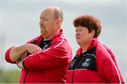 1 September 2019; TEK United manager Ann Dodd and coach Philip Henry during the FAI Women’s Intermediate Cup Final match between Wilton United and TEK United at St Kevin’s FC, Newhill Park in Two Mile Borris, Tipperary. Photo by Michael P Ryan/Sportsfile