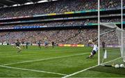 1 September 2019; Stephen Cluxton of Dublin saves a penalty from Paul Geaney of Kerry during the GAA Football All-Ireland Senior Championship Final match between Dublin and Kerry at Croke Park in Dublin. Photo by Brendan Moran/Sportsfile