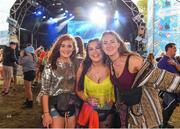 1 September 2019; Festival-goers, from left, Muireann Hickey, Róisín Bruic and Caoimhe Collins from Limerick in attendance at the Electric Ireland Throwback Stage during day three of Electric Picnic 2019 at Stradbally in Laois. Smash Hits deliver a smashing performance at Electric Ireland’s Throwback Stage. It’s 90s time at Electric Ireland’s Throwback Stage as Smash Hits bring a smooth mix of nostalgic numbers to Stradbally. Closing out a weekend of throwback fun at Electric Ireland’s Throwback Stage – Smash Hits pave the way for the final headline act, N-Trance. This year, Electric Ireland’s Throwback Stage hosts a line-up of legends including headliners Bonnie Tyler, N-Trance, Mr. Motivator and Lords of Strut. One of the most popular stages at the festival, Electric Ireland’s Throwback Stage has previously played host to pop legends B*witched, Johnny Logan, Heather Small, 5ive, S Club Party, Ace of Base, 2 Unlimited, The Vengaboys and Bananarama – to name a few. Share in the nostalgia of the Electric Ireland Throwback Stage, visit: www.twitter.com/ElectricIreland, www.facebook.com/ElectricIreland, www.instagram.com/ElectricIreland.  #ThrowbackThrowdown. Photo by Sam Barnes/Sportsfile