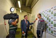 1 September 2019; Galway manager Dónal Ó Fátharta is interviewed prior to the Electric Ireland GAA Football All-Ireland Minor Championship Final match between Cork and Galway at Croke Park in Dublin. Photo by Harry Murphy/Sportsfile
