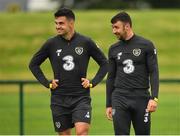 2 September 2019; John Egan, left, and Enda Stevens during a Republic of Ireland training session at the FAI National Training Centre in Abbotstown, Dublin. Photo by Seb Daly/Sportsfile