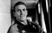 6 August 2019; (EDITOR'S NOTE: Image has been converted to black & white) Chris Farrell poses for a portrait following an Ireland Rugby press conference at Carton House in Maynooth, Kildare. Photo by Ramsey Cardy/Sportsfile