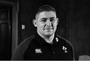 6 March 2019; (EDITOR'S NOTE: Image has been converted to black & white) Tadhg Furlong poses for a portrait following an Ireland Rugby Press Conference at Carton House in Maynooth, Kildare. Photo by David Fitzgerald/Sportsfile