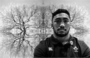 30 October 2018; (EDITOR'S NOTE: Image has been converted to black & white) Bundee Aki poses for a portrait after an Ireland Rugby Press Conference at the Hyatt Regency in Chicago, USA. Photo by Brendan Moran/Sportsfile