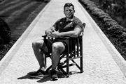 20 August 2019; (EDITOR'S NOTE: Image has been converted to black & white) CJ Stander poses for a portrait following an Ireland Rugby press conference at The Campus in Quinta do Lago, Faro, Portugal. Photo by Ramsey Cardy/Sportsfile