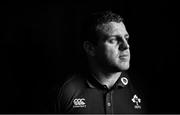 13 March 2018; (EDITOR'S NOTE: Image has been converted to black & white) Sean Cronin poses for a portrait after an Ireland rugby press conference at Carton House in Maynooth, Co Kildare. Photo by Brendan Moran/Sportsfile