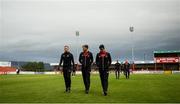 2 September 2019; Dundalk players, from left, Seán Hoare, Seán Gannon and Jamie McGrath walk the pitch prior to the SSE Airtricity League Premier Division match between Sligo Rovers and Dundalk at The Showgrounds in Sligo. Photo by Eóin Noonan/Sportsfile