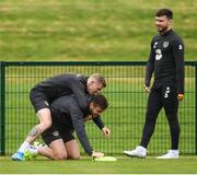 2 September 2019; Players, from left, James McClean, Kevin Long and Scott Hogan during a Republic of Ireland training session at the FAI National Training Centre in Abbotstown, Dublin. Photo by Stephen McCarthy/Sportsfile