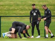 2 September 2019; Players, from left, James McClean, Kevin Long, Scott Hogan and Glenn Whelan during a Republic of Ireland training session at the FAI National Training Centre in Abbotstown, Dublin. Photo by Stephen McCarthy/Sportsfile