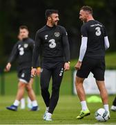 2 September 2019; Enda Stevens, left, and Richard Keogh during a Republic of Ireland training session at the FAI National Training Centre in Abbotstown, Dublin. Photo by Stephen McCarthy/Sportsfile
