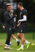 2 September 2019; Callum Robinson, left, and Richard Keogh during a Republic of Ireland training session at the FAI National Training Centre in Abbotstown, Dublin. Photo by Stephen McCarthy/Sportsfile