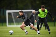 2 September 2019; Josh Cullen, left, and Scott Hogan during a Republic of Ireland training session at the FAI National Training Centre in Abbotstown, Dublin. Photo by Stephen McCarthy/Sportsfile
