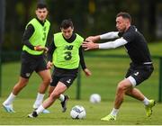 2 September 2019; Josh Cullen and Richard Keogh, right, during a Republic of Ireland training session at the FAI National Training Centre in Abbotstown, Dublin. Photo by Stephen McCarthy/Sportsfile