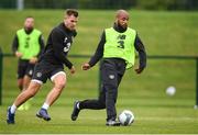 2 September 2019; David McGoldrick, right, and James Collins during a Republic of Ireland training session at the FAI National Training Centre in Abbotstown, Dublin. Photo by Stephen McCarthy/Sportsfile