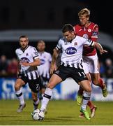 2 September 2019; Patrick McEleney of Dundalk in action against Kris Twardek of Sligo Rovers during the SSE Airtricity League Premier Division match between Sligo Rovers and Dundalk at The Showgrounds in Sligo. Photo by Eóin Noonan/Sportsfile