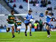 1 September 2019; Fionn Kavanagh, Castletown NS, Gorey, Wexford, representing Dublin, and Kevin Fakova, Loch Gowna NS, Gowna, Cavan, representing Kerry, during the INTO Cumann na mBunscol GAA Respect Exhibition Go Games at the GAA Football All-Ireland Senior Championship Final match between Dublin and Kerry at Croke Park in Dublin. Photo by Ray McManus/Sportsfile