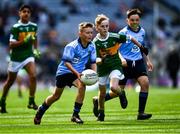 1 September 2019; Ceadach O'Neill, St. Columba’s PS, Kilrea, Derry, representing Dublin, and Seán Óg Bergin, The Don NS, Ballaghaderreen, Roscommon, representing Kerry, during the INTO Cumann na mBunscol GAA Respect Exhibition Go Games at the GAA Football All-Ireland Senior Championship Final match between Dublin and Kerry at Croke Park in Dublin. Photo by Ray McManus/Sportsfile