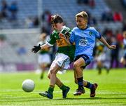 1 September 2019; Diarmuid McMahon, Lissycasey NS, Ennis, Clare, representing Kerry, and Ceadach O'Neill, St. Columba’s PS, Kilrea, Derry, representing Dublin, during the INTO Cumann na mBunscol GAA Respect Exhibition Go Games at the GAA Football All-Ireland Senior Championship Final match between Dublin and Kerry at Croke Park in Dublin. Photo by Ray McManus/Sportsfile