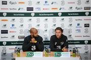 3 September 2019; Jeff Hendrick, right, and David McGoldrick during a Republic of Ireland press conference at the FAI National Training Centre in Abbotstown, Dublin. Photo by Stephen McCarthy/Sportsfile