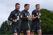 3 September 2019; Jack Byrne, left, Seamus Coleman, centre, and James McClean during a Republic of Ireland training session at FAI National Training Centre in Abbotstown, Dublin. Photo by Stephen McCarthy/Sportsfile