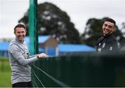 3 September 2019; Republic of Ireland assistant coach Robbie Keane and U21 player Troy Parrott during a Republic of Ireland training session at FAI National Training Centre in Abbotstown, Dublin. Photo by Stephen McCarthy/Sportsfile