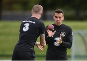 3 September 2019; Seamus Coleman and James McClean, left, during a Republic of Ireland training session at the FAI National Training Centre in Abbotstown, Dublin. Photo by Stephen McCarthy/Sportsfile