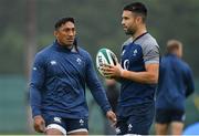 3 September 2019; Bundee Aki, left, and Conor Murray during Ireland Rugby squad training at Carton House in Maynooth, Co. Kildare. Photo by Brendan Moran/Sportsfile
