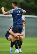3 September 2019; Garry Ringrose lifts Conor Murray during Ireland Rugby squad training at Carton House in Maynooth, Co. Kildare. Photo by Brendan Moran/Sportsfile