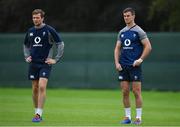 3 September 2019; Jonathan Sexton with Jack Carty, left, during Ireland Rugby squad training at Carton House in Maynooth, Co. Kildare. Photo by Brendan Moran/Sportsfile