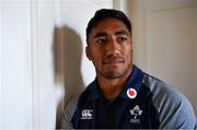 3 September 2019; Bundee Aki poses for a portrait after an Ireland Rugby press conference at Carton House in Maynooth, Co. Kildare. Photo by Brendan Moran/Sportsfile