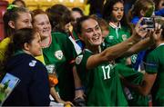 3 September 2019; Jessica Gargan of Republic of Ireland with supporters following the UEFA Women's 2021 European Championships Qualifier - Group I match between Republic of Ireland and Montenegro at Tallaght Stadium in Dublin. Photo by Stephen McCarthy/Sportsfile