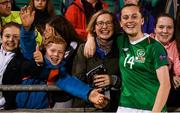 3 September 2019; Claire Walsh of Republic of Ireland with her mother, Joan, following the UEFA Women's 2021 European Championships Qualifier - Group I match between Republic of Ireland and Montenegro at Tallaght Stadium in Dublin. Photo by Stephen McCarthy/Sportsfile