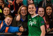 3 September 2019; Claire Walsh of Republic of Ireland with her mother, Joan, following the UEFA Women's 2021 European Championships Qualifier - Group I match between Republic of Ireland and Montenegro at Tallaght Stadium in Dublin. Photo by Stephen McCarthy/Sportsfile