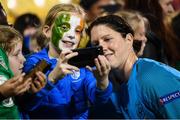 3 September 2019; Marie Hourihan of Republic of Ireland with supporters following the UEFA Women's 2021 European Championships Qualifier - Group I match between Republic of Ireland and Montenegro at Tallaght Stadium in Dublin. Photo by Stephen McCarthy/Sportsfile