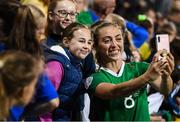 3 September 2019; Megan Connolly of Republic of Ireland with supporters following the UEFA Women's 2021 European Championships Qualifier - Group I match between Republic of Ireland and Montenegro at Tallaght Stadium in Dublin. Photo by Stephen McCarthy/Sportsfile
