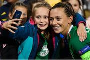 3 September 2019; Katie McCabe of Republic of Ireland with supporters following the UEFA Women's 2021 European Championships Qualifier - Group I match between Republic of Ireland and Montenegro at Tallaght Stadium in Dublin. Photo by Stephen McCarthy/Sportsfile