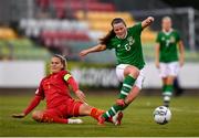 3 September 2019; Tyler Toland of Republic of Ireland and Sladjana Bulatovic of Montenegro during the UEFA Women's 2021 European Championships Qualifier Group I match between Republic of Ireland and Montenegro at Tallaght Stadium in Dublin. Photo by Stephen McCarthy/Sportsfile