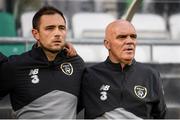 3 September 2019; Republic of Ireland interim manager Tom O'Connor and coach Stephen Rice, left, during the UEFA Women's 2021 European Championships Qualifier Group I match between Republic of Ireland and Montenegro at Tallaght Stadium in Dublin. Photo by Stephen McCarthy/Sportsfile