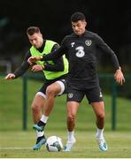 4 September 2019; John Egan and James Collins, left, during a Republic of Ireland training session at the FAI National Training Centre in Abbotstown, Dublin. Photo by Stephen McCarthy/Sportsfile
